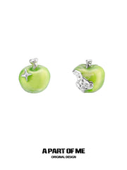 Summer Fruity 18K Platinum Plated Apple Planet Ear clips Stud Earrings™