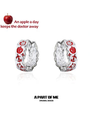 ต่างหูเรซินแอปเปิ้ลเคลือบแพลตตินัม 18K ลาย Summer Fruity™