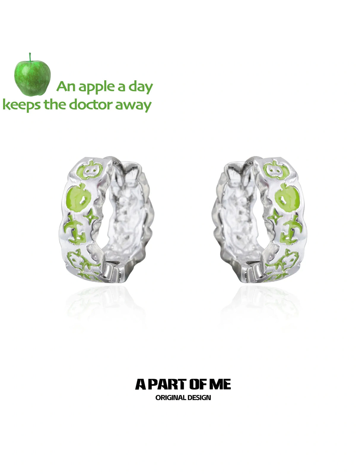 ต่างหูเรซินแอปเปิ้ลเคลือบแพลตตินัม 18K ลาย Summer Fruity™