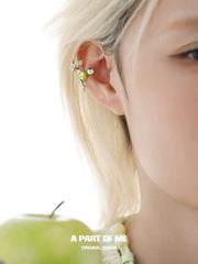 Summer Fruity 18K 플래티넘 도금 Lucky Green Apple 이어클립™