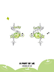Summer Fruity 18K 플래티넘 도금 Lucky Green Apple 이어클립™