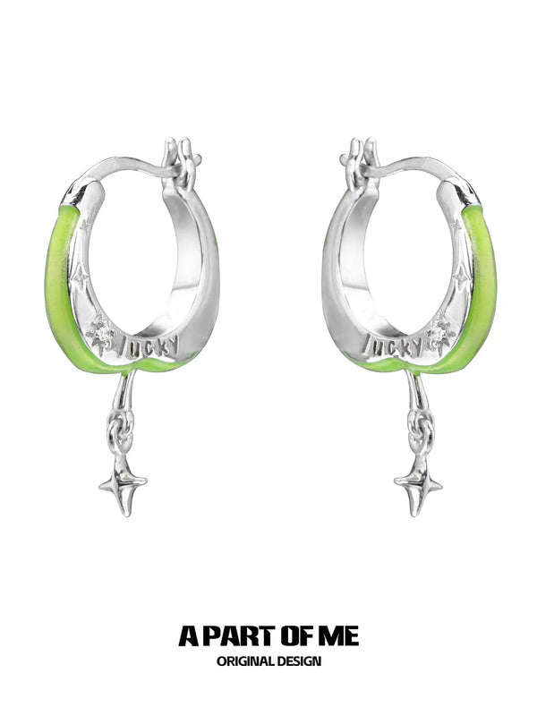 Summer Fruity 18Kプラチナメッキ アップルスライスイヤークリップイヤリング