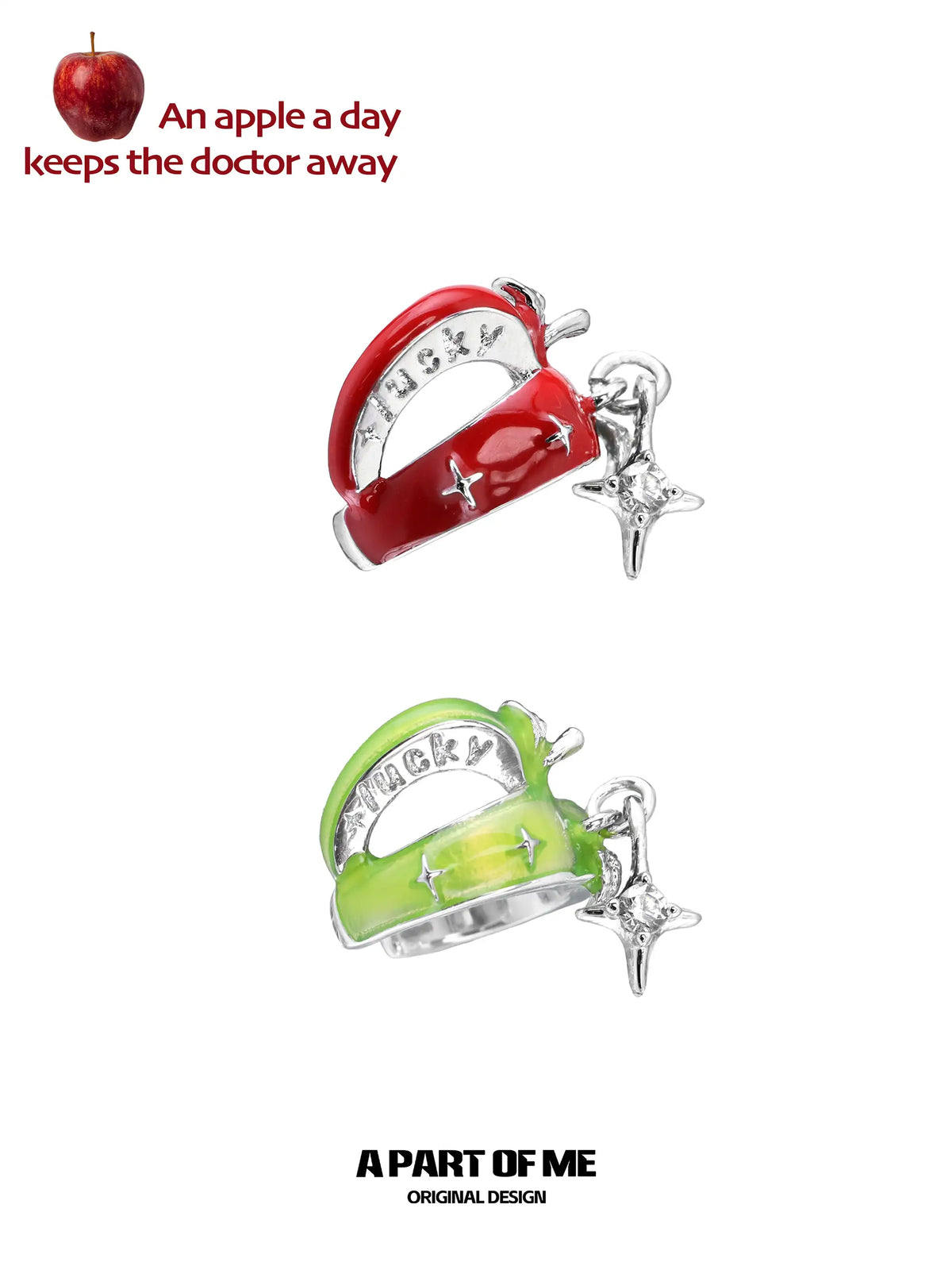 ต่างหูรูปแอปเปิ้ลเคลือบแพลตตินัม 18K รุ่น Summer Fruity™ Ear Clips™
