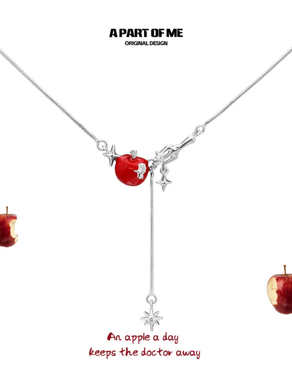 Summer Fruity 925スターリングシルバー 調節可能ドローストリングアップルネックレス™