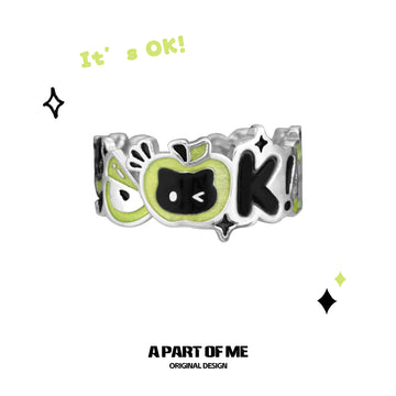 Summer Fruity 925 Sterling Silver "Everything is OK" Open Adjustable Ring™