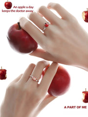 Summer Fruity Sterling Silver Fork ＆ Apple Adjustable Ring™