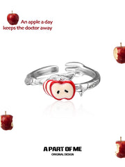 Summer Fruity Sterling Silver Fork ＆ Apple Adjustable Ring™