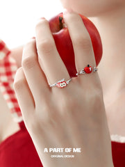 Summer Fruity Sterling Silver Apple Slice Adjustable Ring™