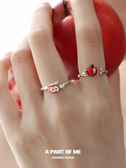 Summer Fruity Sterling Silver Apple Slice Adjustable Ring™