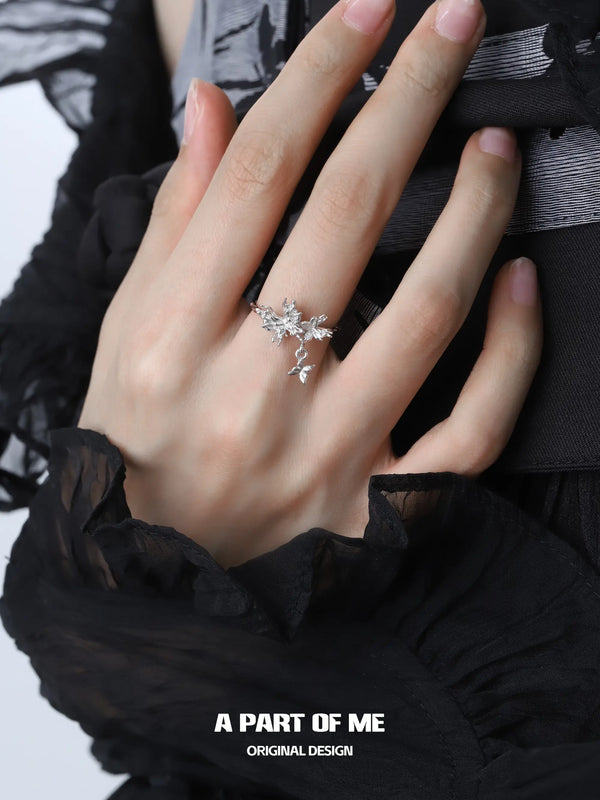 Whiterfly S925 Sterling Silver/18K Yellow Gold Plated Resizeable Open-end Rings™