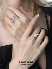 Whiterfly S925 Sterling Silver Double-Layer Resizeable Open-end Rings™