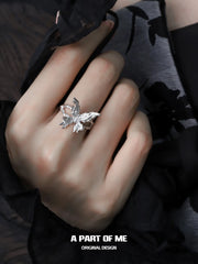 Whiterfly S925 Sterling Silver Double-Layer Resizeable Open-end Rings™