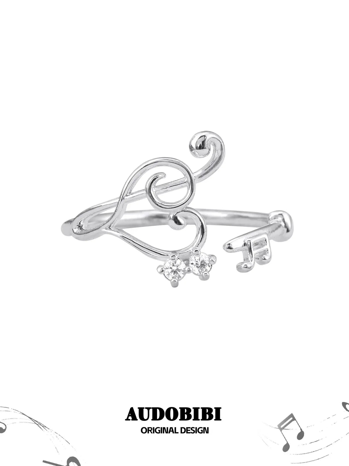 Winged Grace 925 Sterling Silver Adjustable 'Music Note Wings' Ring™