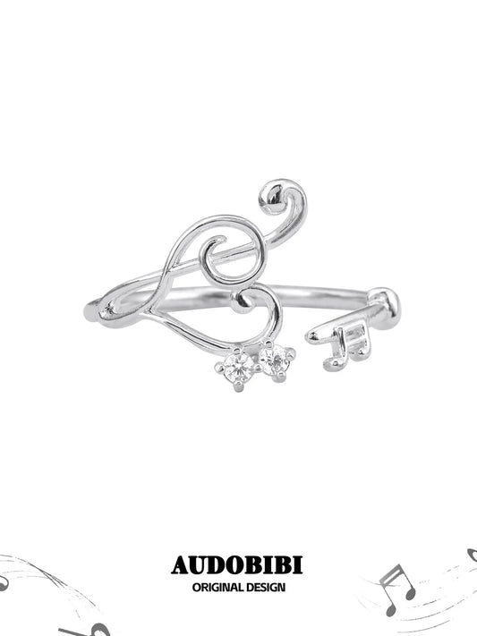 Winged Grace 925 Sterling Silver Adjustable 'Music Note Wings' Ring™