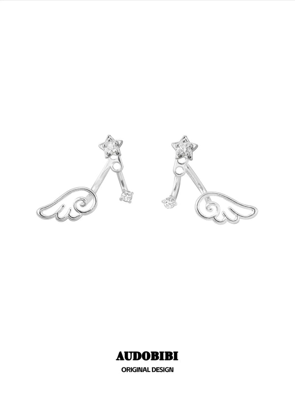 Winged Grace Platinum Plating 925Pin Tiny Wing Stud Earrings™