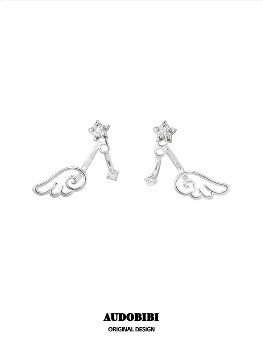 Winged Grace Platinum Plating 925Pin Tiny Wing Stud Earrings™