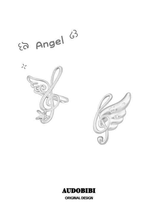 Winged Grace Platinum Plating Music Note Wing Ear Cuffs™