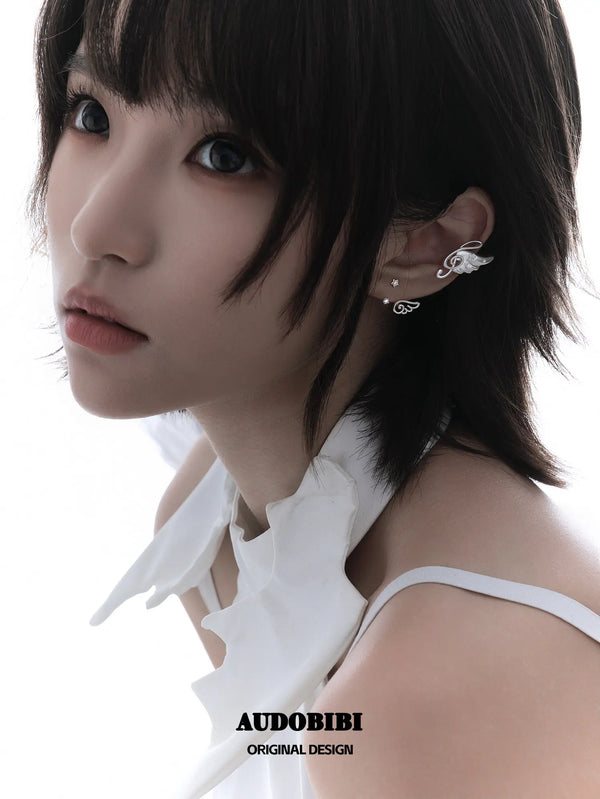 Winged Grace Platinum Plating Music Note Wing Ear Cuffs™
