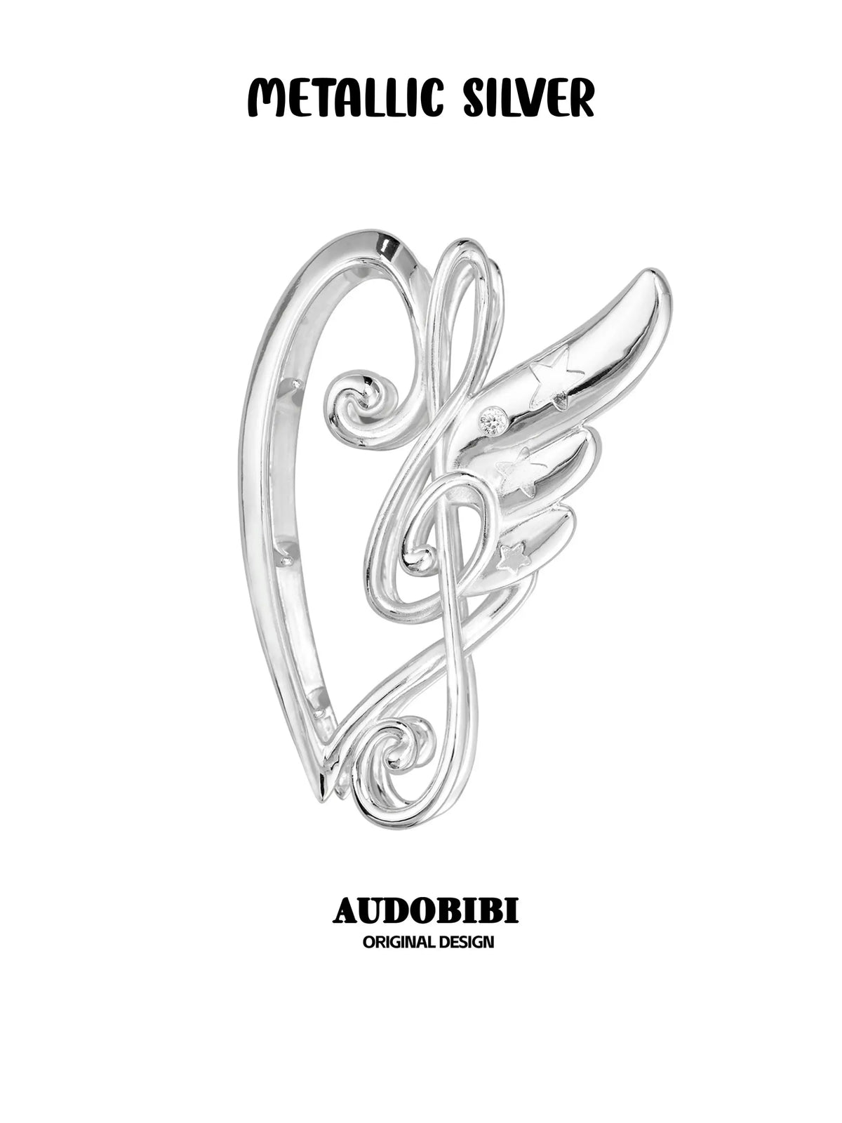 Winged Grace Platinum Plating Music Note Wing Hair Clip™
