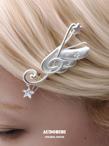 翼型グレースプラチナメッキ音符ウィングY2Kヘアピンヘアクリップ™