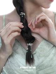 Winged Grace กิ๊บติดผมรูปนกนางแอ่นเคลือบแพลตินัม 18K สีเขียวฟลูออไรต์ Hair Clips™