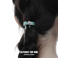 Winged Grace กิ๊บติดผมรูปนกนางแอ่นเคลือบแพลตินัม 18K สีเขียวฟลูออไรต์ Hair Clips™