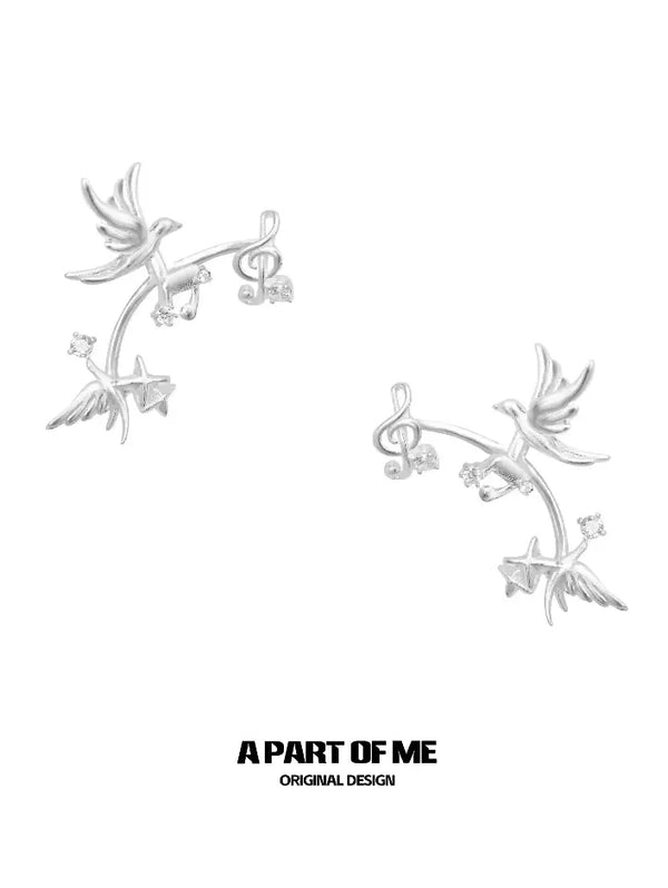 Winged Grace Platinum Plating Flying Bird Music Note Ear Cuff Ear Clip™
