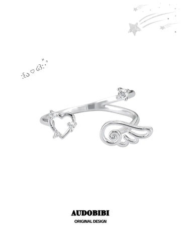 Winged Grace Angel Tears Openwork Wing Ring, shown on a white background.