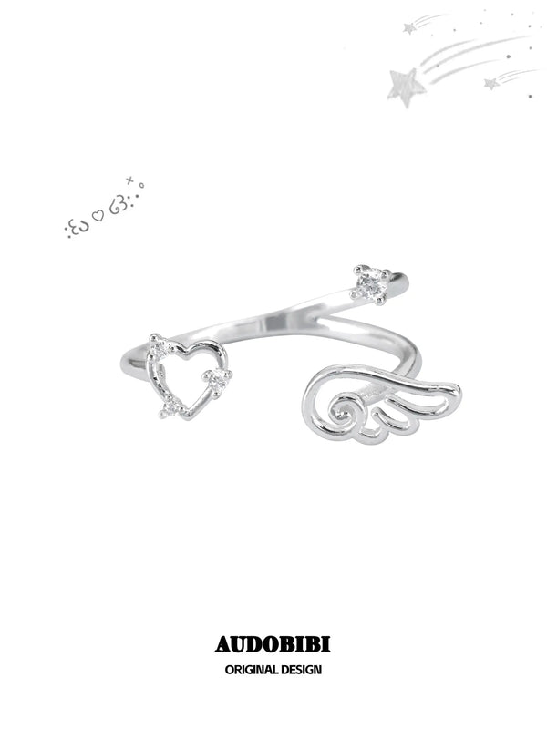 Winged Grace Angel Tears Openwork Wing Ring, shown on a white background.