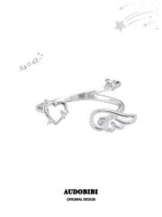 Winged Grace Angel Tears Openwork Wing Ring, shown on a white background.