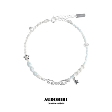 Winged Grace Angel Wings Cord Bracelet — Blue.