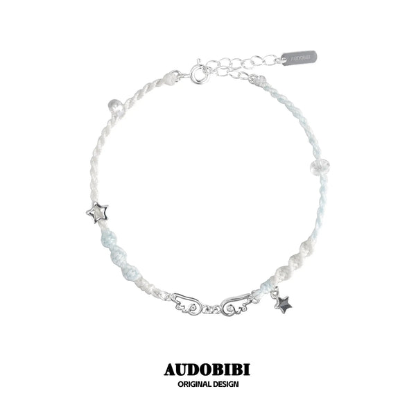 Winged Grace Angel Wings Cord Bracelet — Blue.