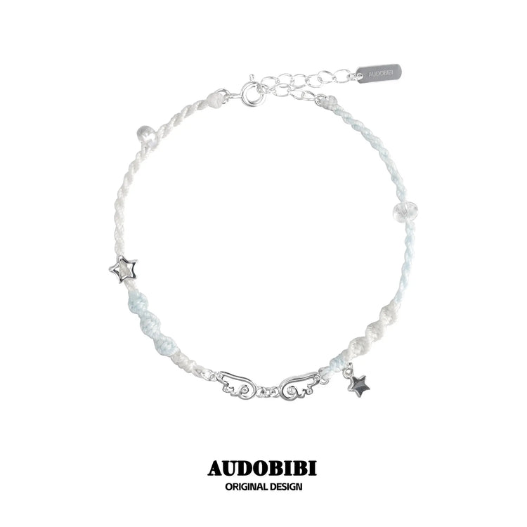 Winged Grace Angel Wings Cord Bracelet — Blue.