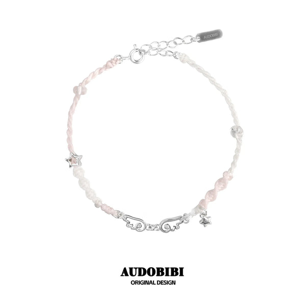 Winged Grace Angel Wings Cord Bracelet — Pink.
