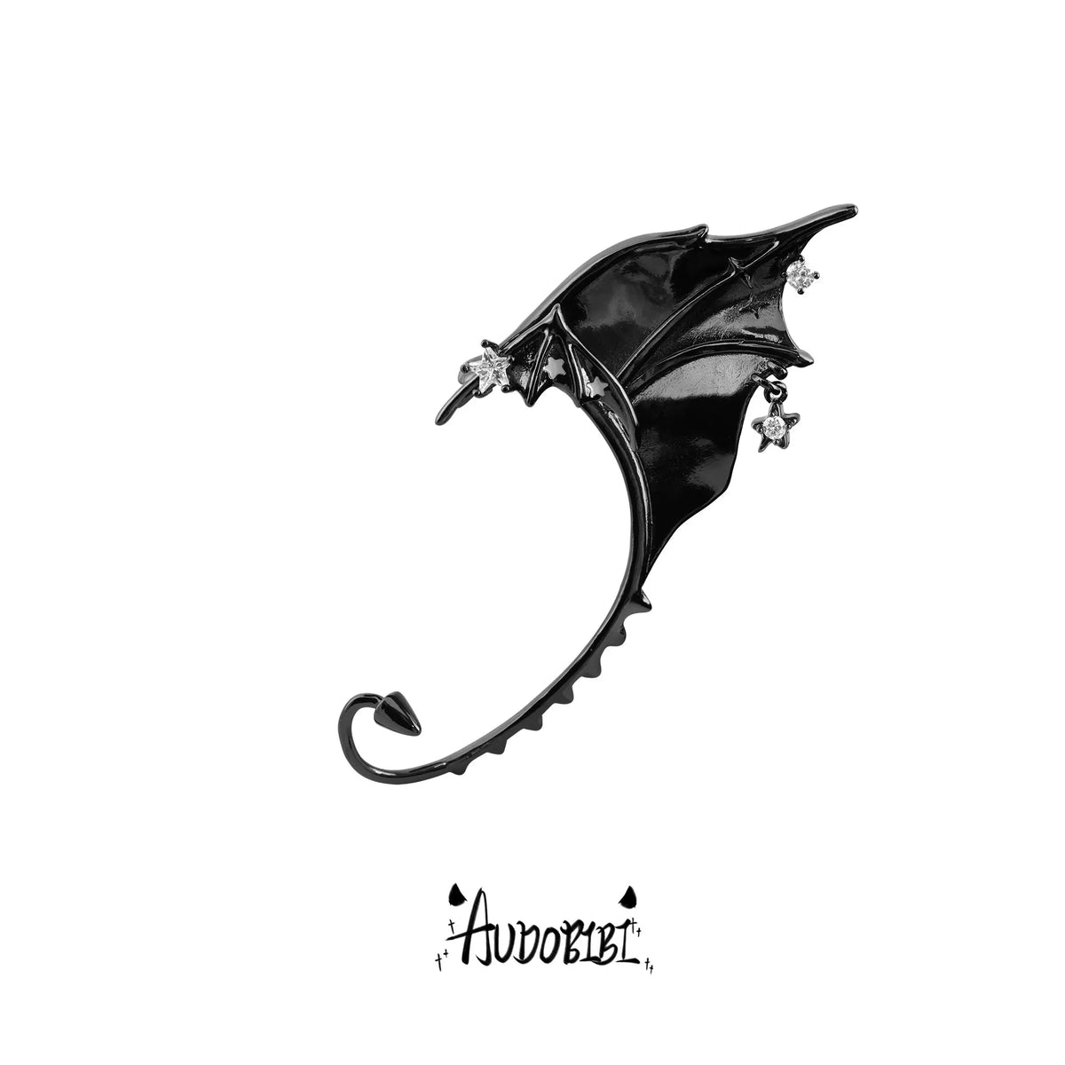 Little Devil Bat-Wing Ear Cuff — Left Ear.