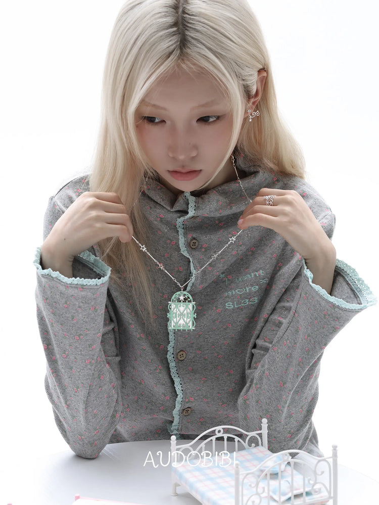 Lily Dream House Photo Locket Long Necklace, shown worn by a model.