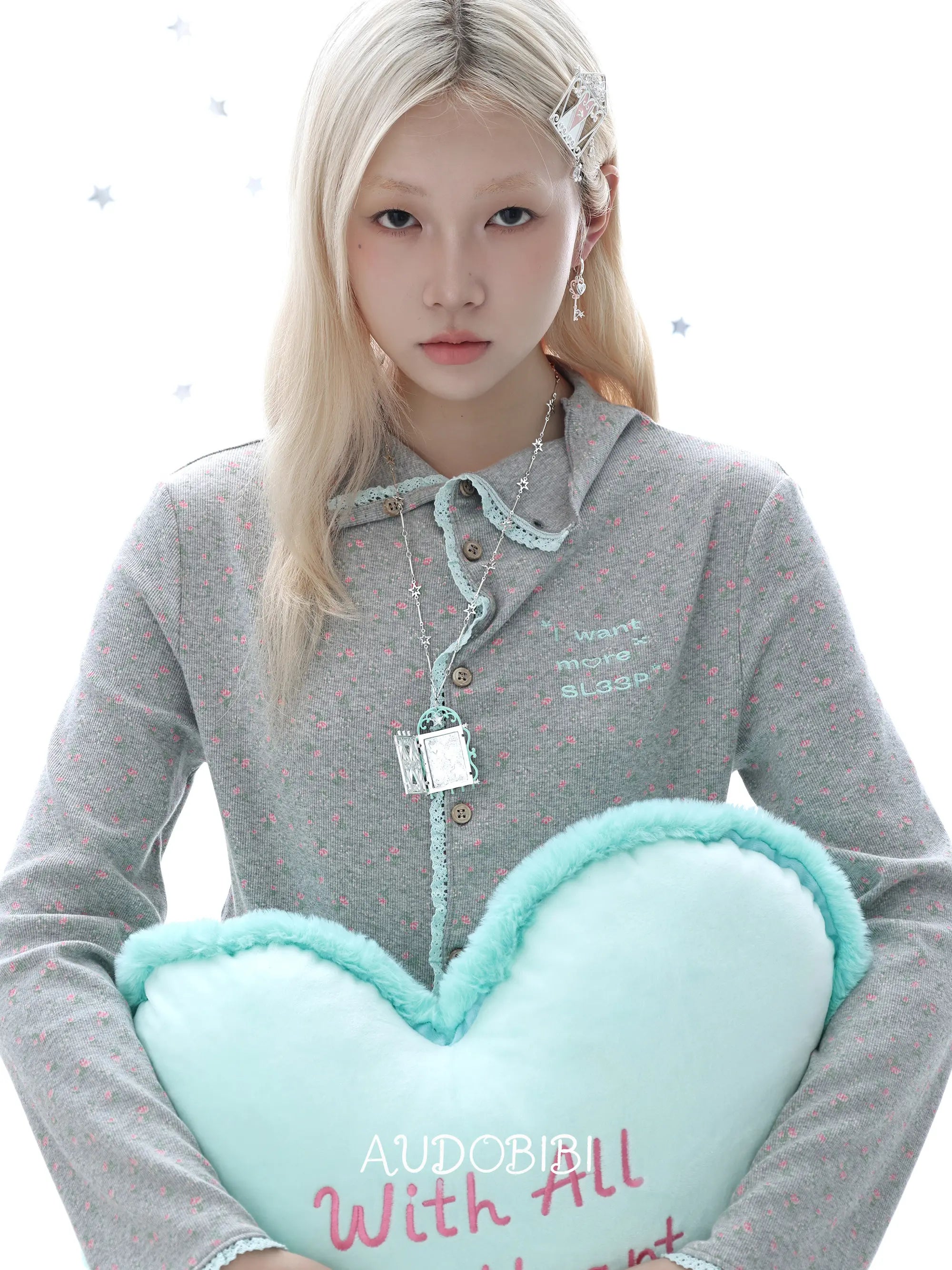 Lily Dream House Photo Locket Long Necklace, shown worn by a model.