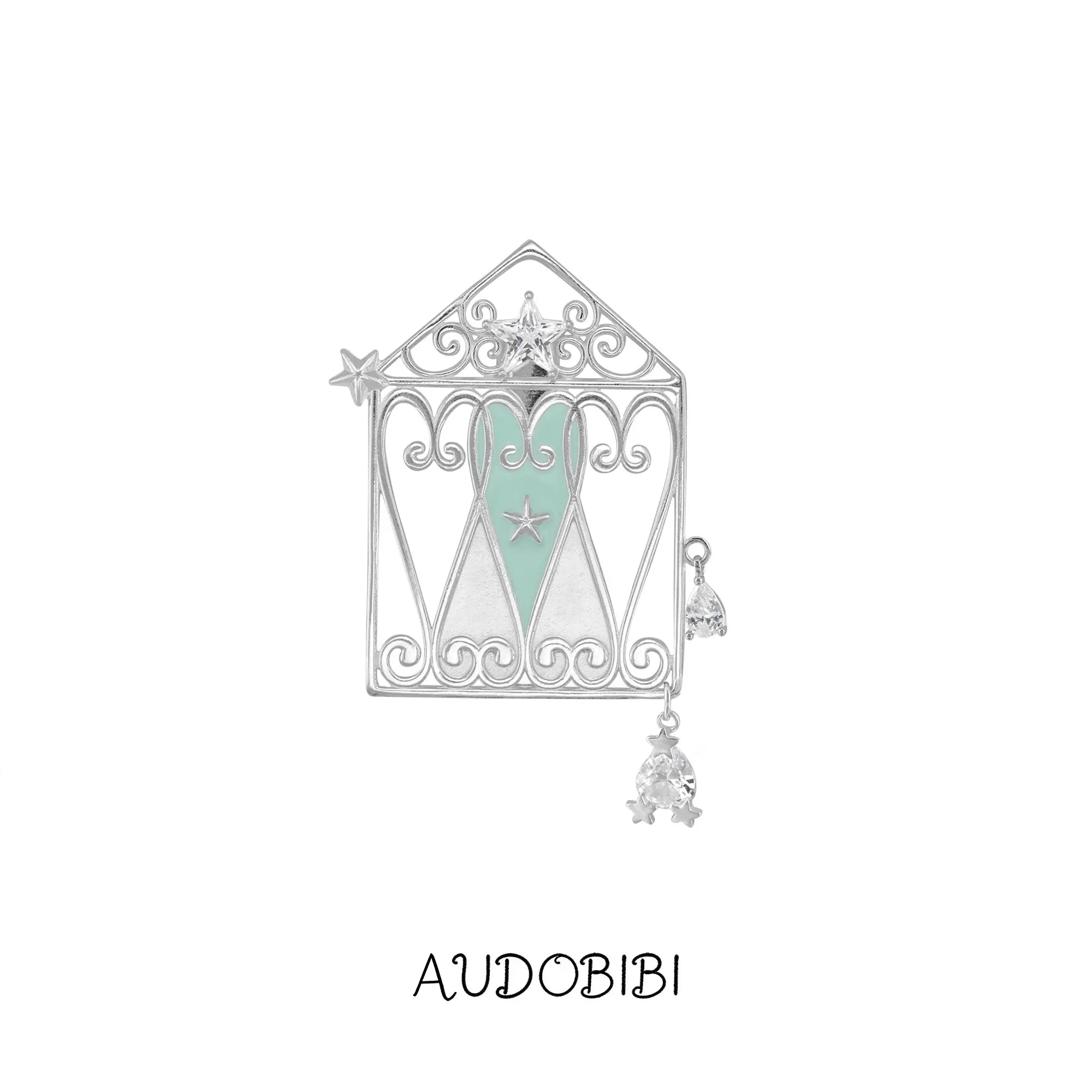 Lily Dream Garden Window & Heart Hair Clip — Mint.