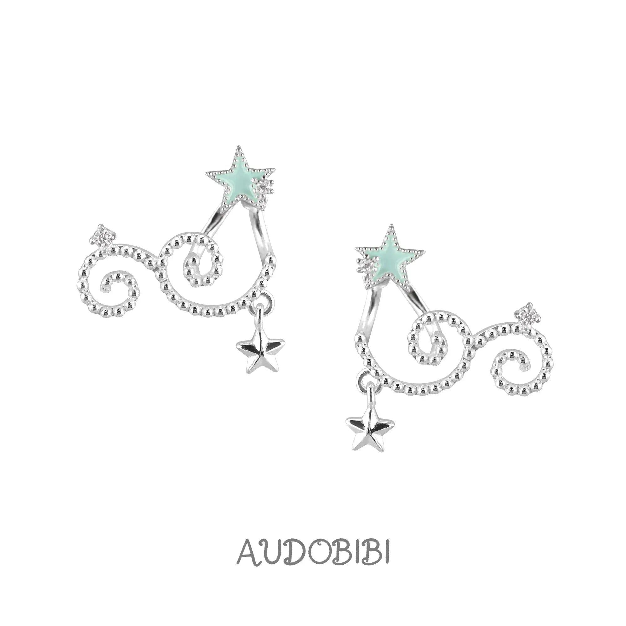 Lily Starvine Detachable Star Stud Earrings — Mint.