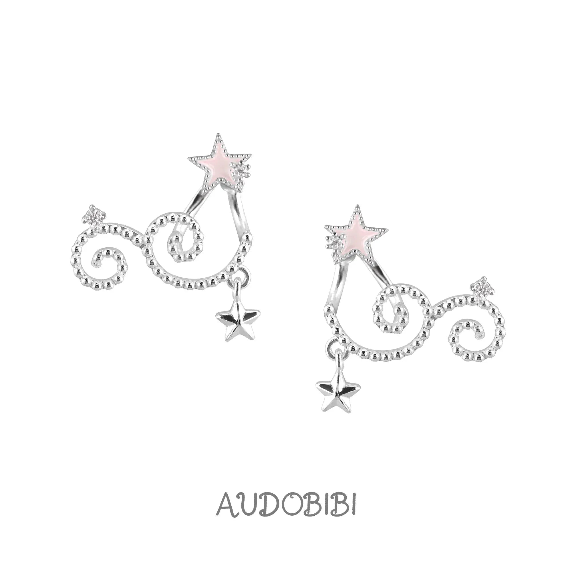 Lily Starvine Detachable Star Stud Earrings — Pink.
