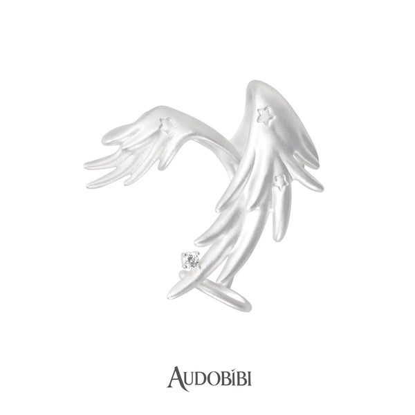 Winged Grace Judgment Angel Long Wing Ear Cuff — Left Ear.