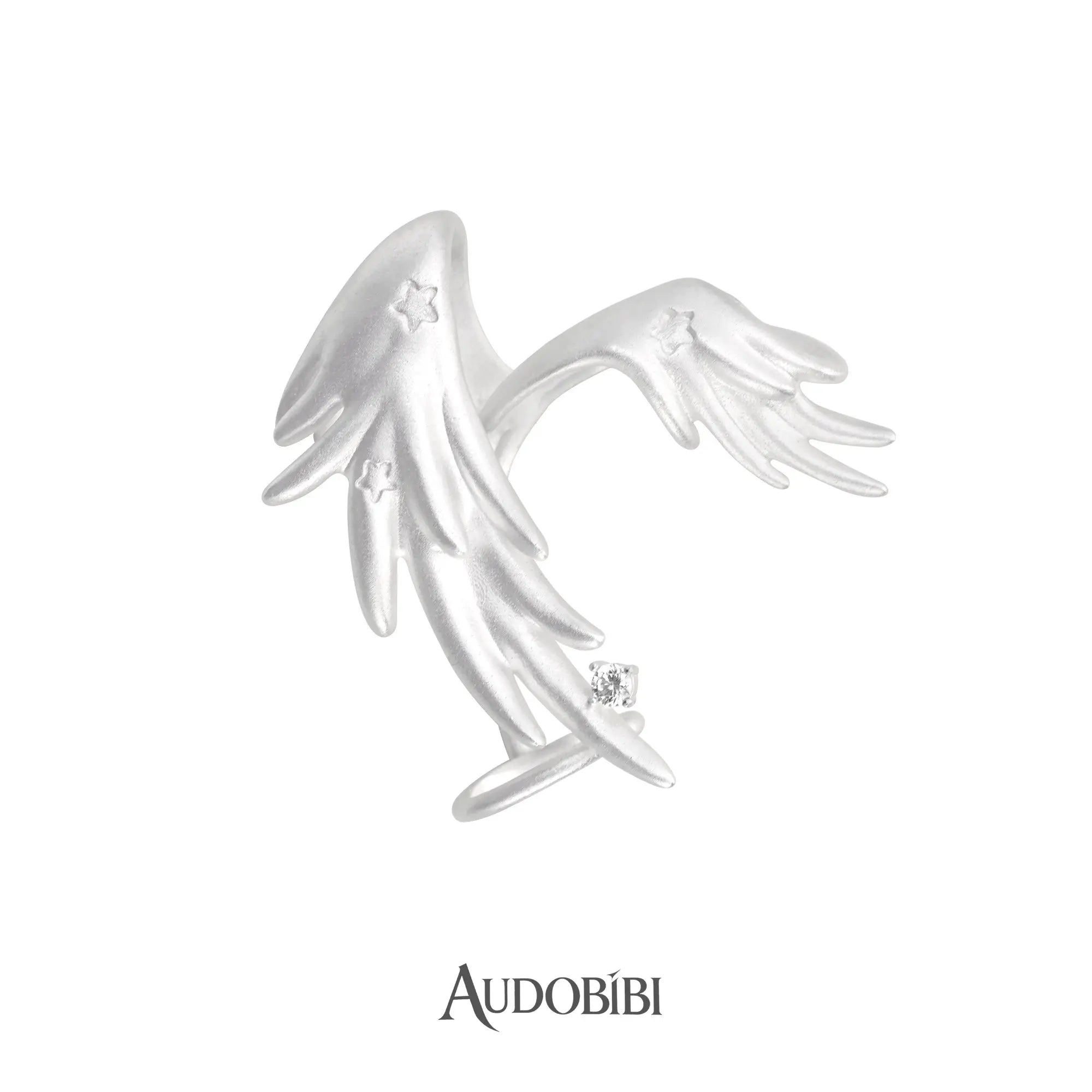 Winged Grace Judgment Angel Long Wing Ear Cuff — Right Ear.