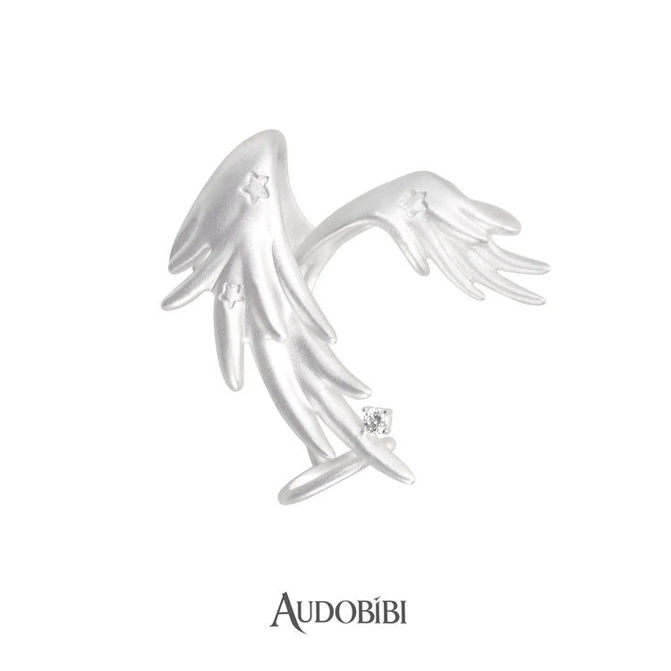 Winged Grace Judgment Angel Long Wing Ear Cuff — Right Ear.